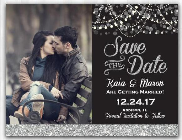 Silver Glitter Save The Date Magnet Silver Save The Date Card