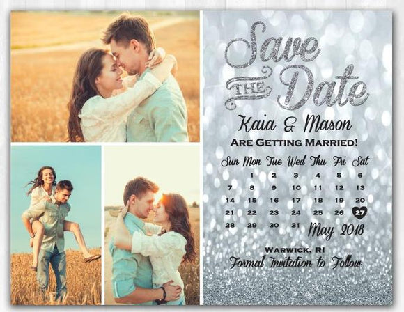 Silver Glitter Save The Date Magnet Silver Save The Date Magnet