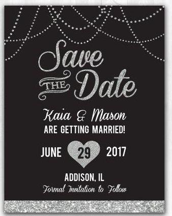 Silver Glitter Save The Date Magnet Glitter Wedding Save The Date