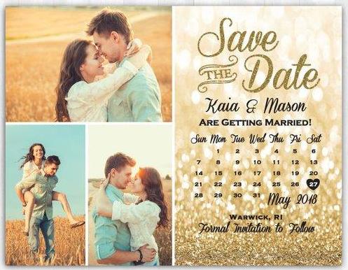 Gold Glitter Save The Date Magnet Save The Date Calendar