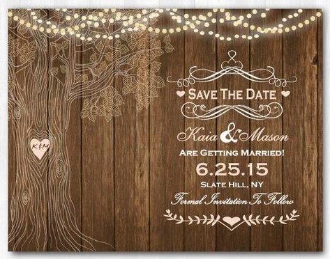 Tree Save The Date Card Rustic Save The Date Magnet